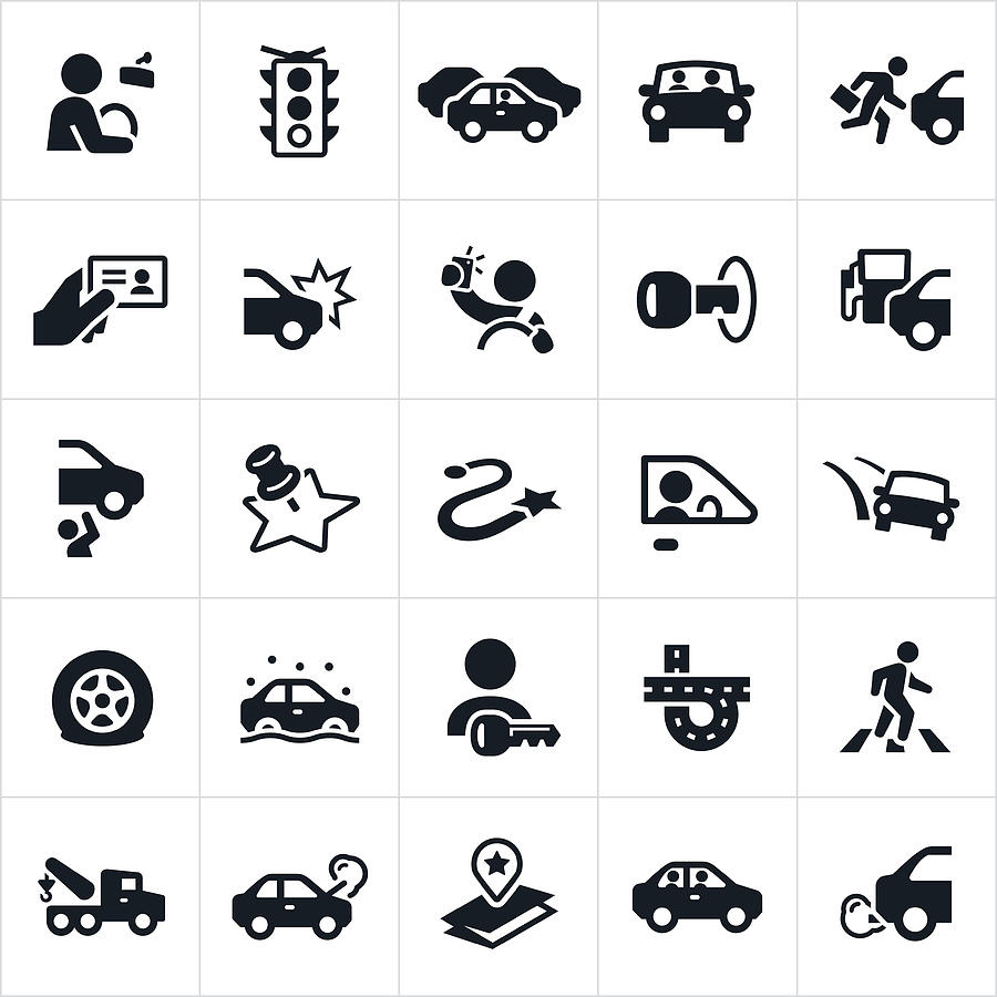 Driving and Traffic Icons Drawing by Appleuzr