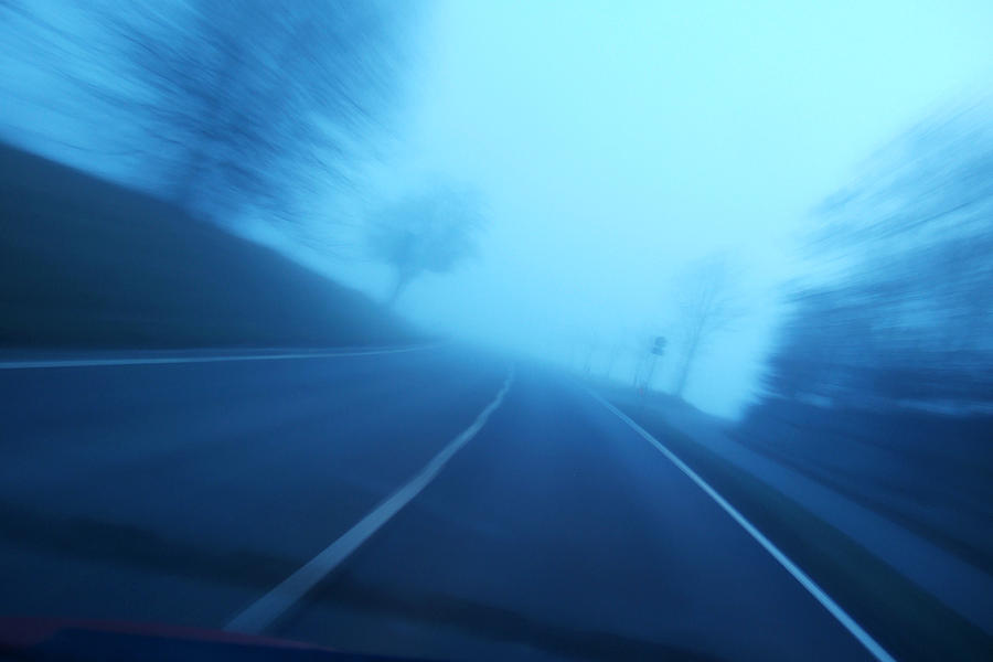 Driving fast - blue and blurred Photograph by Matthias Hauser