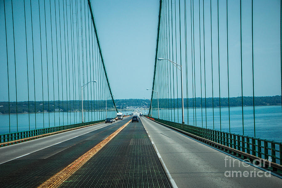 Driving the Mackinac Bridge Photograph by Grace Grogan