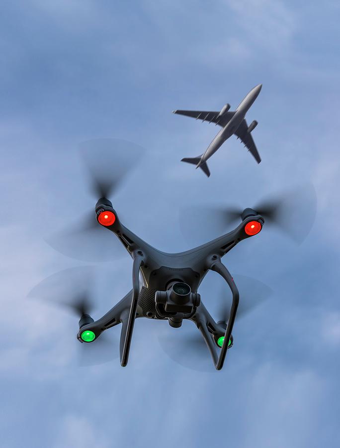 Drone And Airliner Photograph by David Parker/science Photo Library