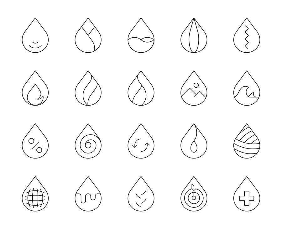 Drop Shape - Thin Line Icons Drawing by Rakdee