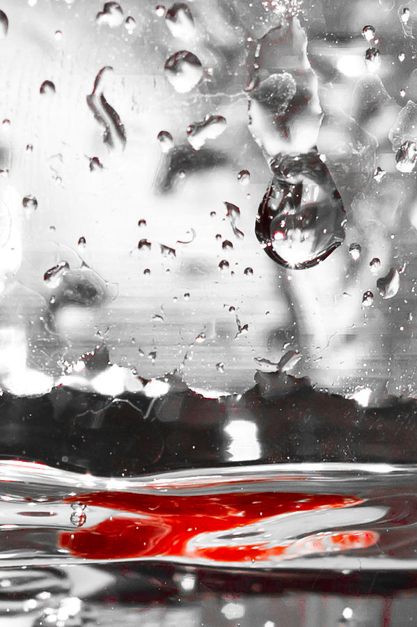 Drops of Water with Red Photograph by Anthony Doudt