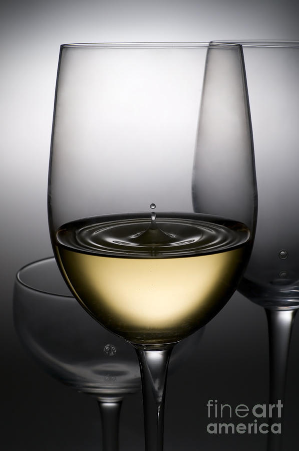 Abstract Photograph - Drops Of Wine In Wine Glasses by Setsiri Silapasuwanchai