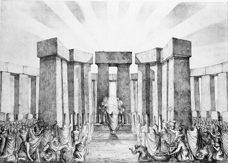 Trumpet Drawing - Druids Sacrificing To The Sun by Nathaniel Whittock