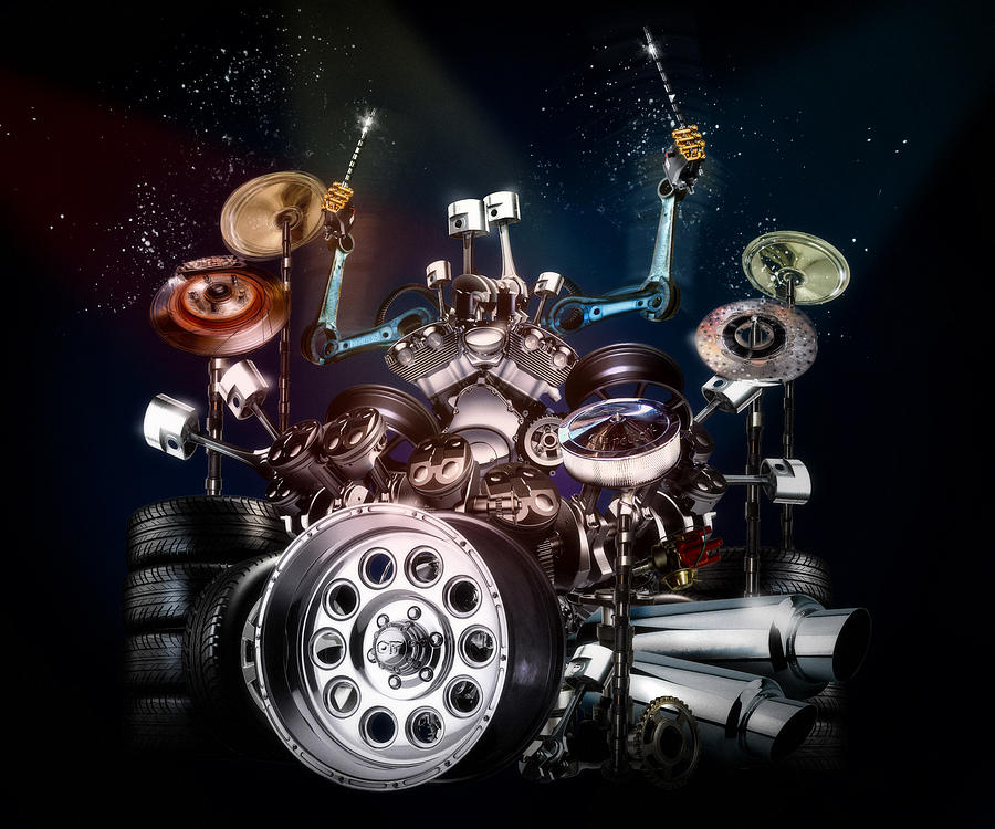 Drum Digital Art - Drum Machine - The Bands Engine by Alessandro Della Pietra
