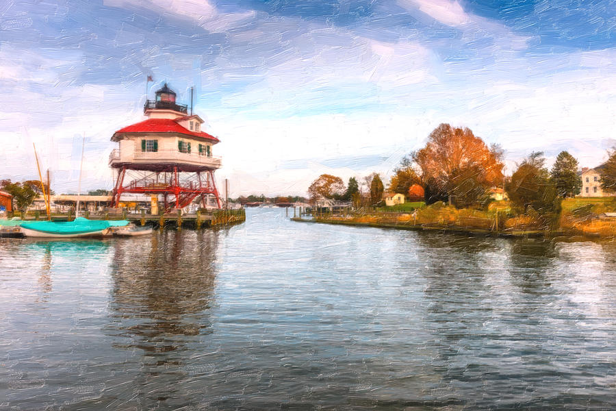 Drum Poiint Lighthouse Oil Painting Photograph by Patrick Wolf
