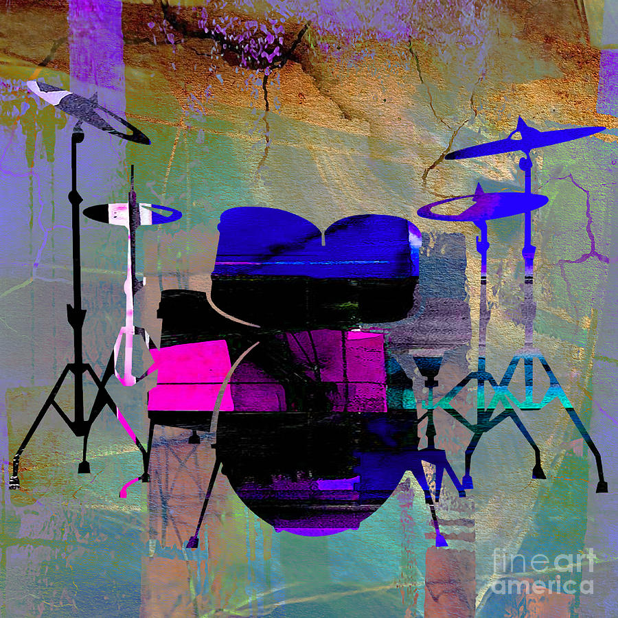 Rock And Roll Mixed Media - Drum Set by Marvin Blaine