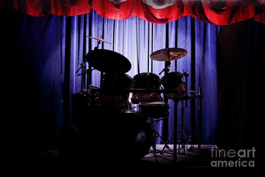 Drum Set On Stage Photograph Combo Jazz color 3234.02 Photograph by M K Miller