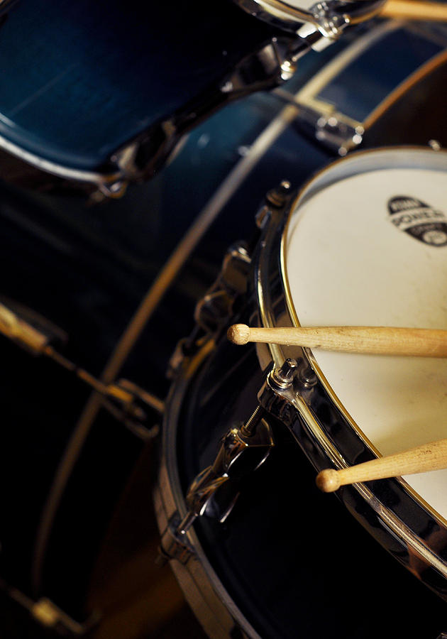 Drum Sticks with Drum Set Photograph by Rebecca Brittain