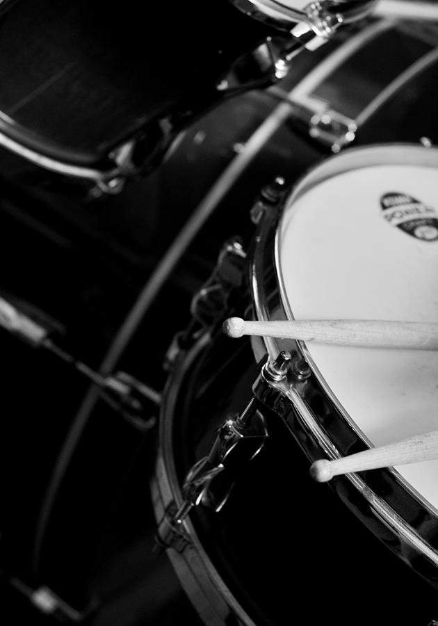 Drums Sticks And Drums Black And White Photograph
