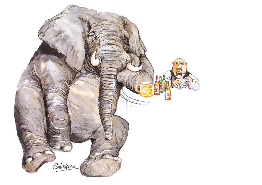 Elephant Painting - Drunk Elephant by Rose Rigden