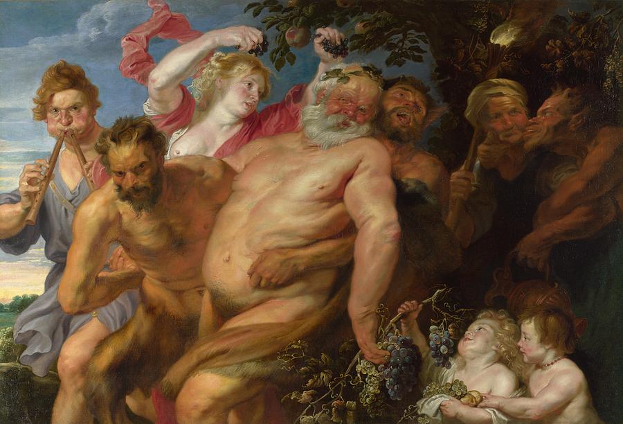 London Painting - Drunken Silenus supported by Satyrs by Anthony van Dyck