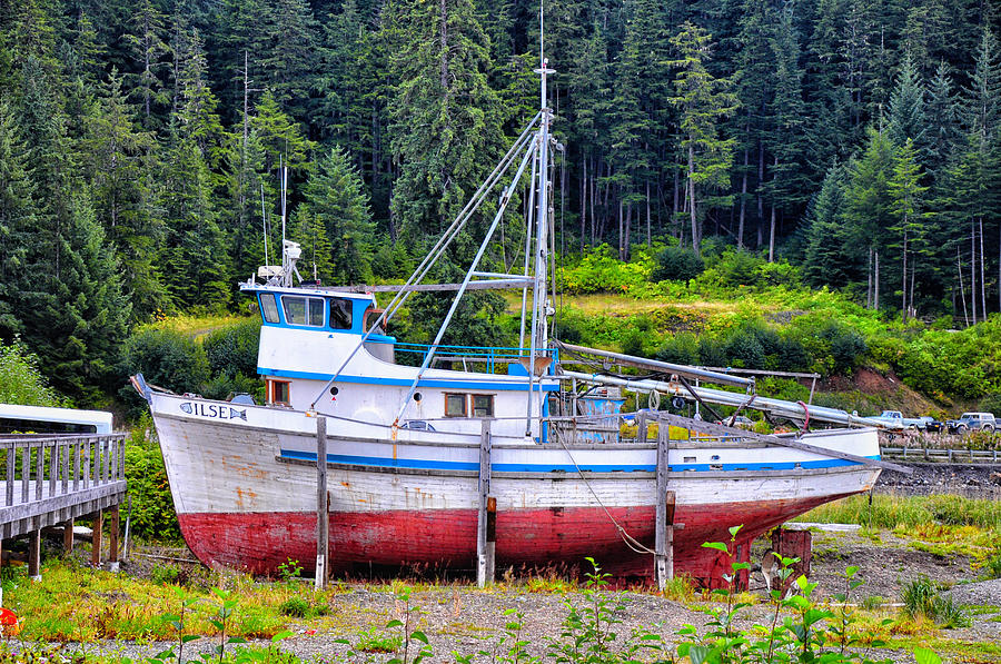 Dry-Dock Fishing Boat in Alaska Photograph by Bruce Friedman