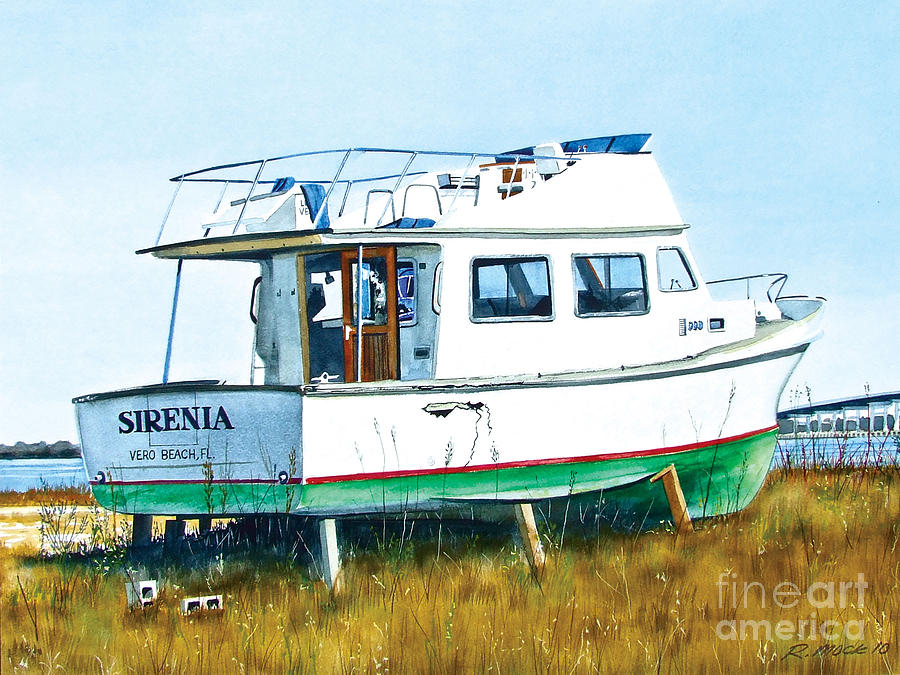 Dry Docked Cabin Cruiser Painting By Rick Mock