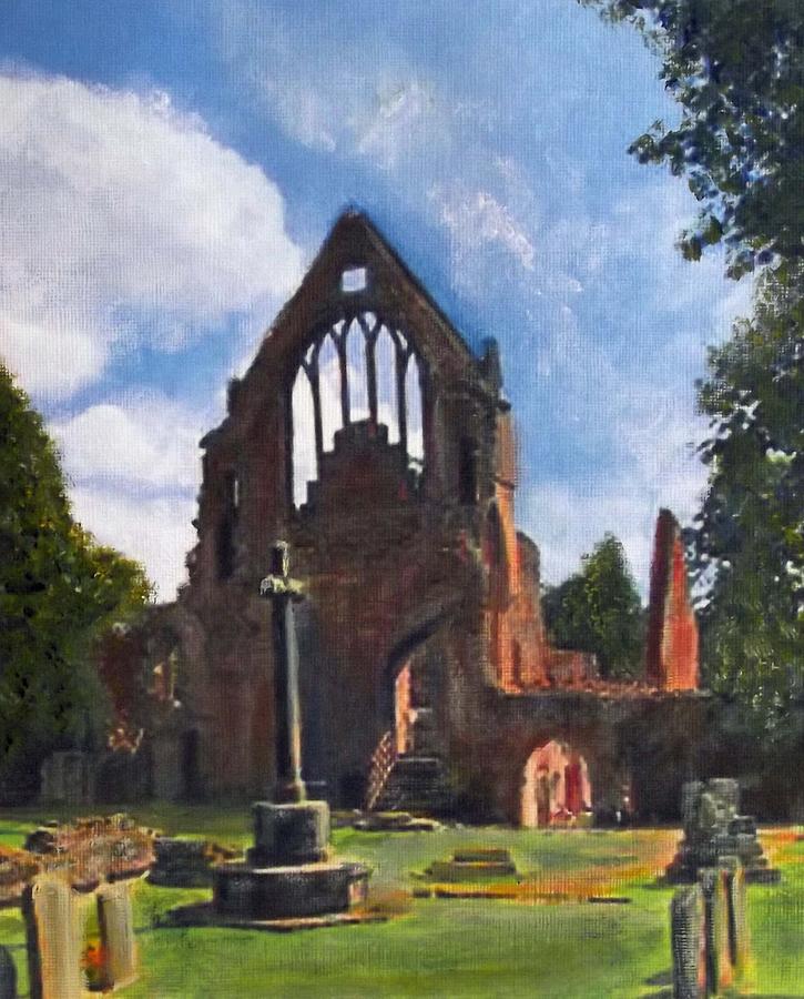 A space to cherish DRYBURGH ABBEY  Painting by Richard James Digance