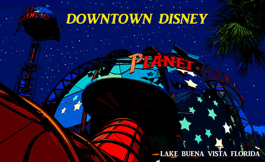 Planet Hollywood Night Painting by David Lee Thompson