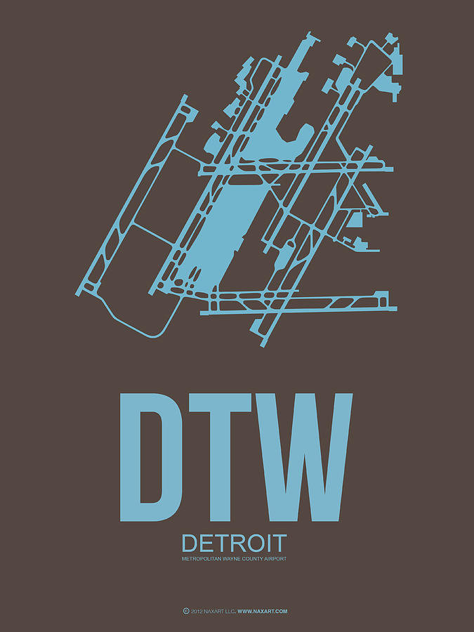 Detroit Digital Art - DTW Detroit Airport Poster 1 by Naxart Studio