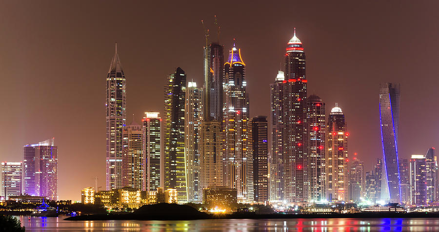 Dubai By Night Photograph by Albano Photography