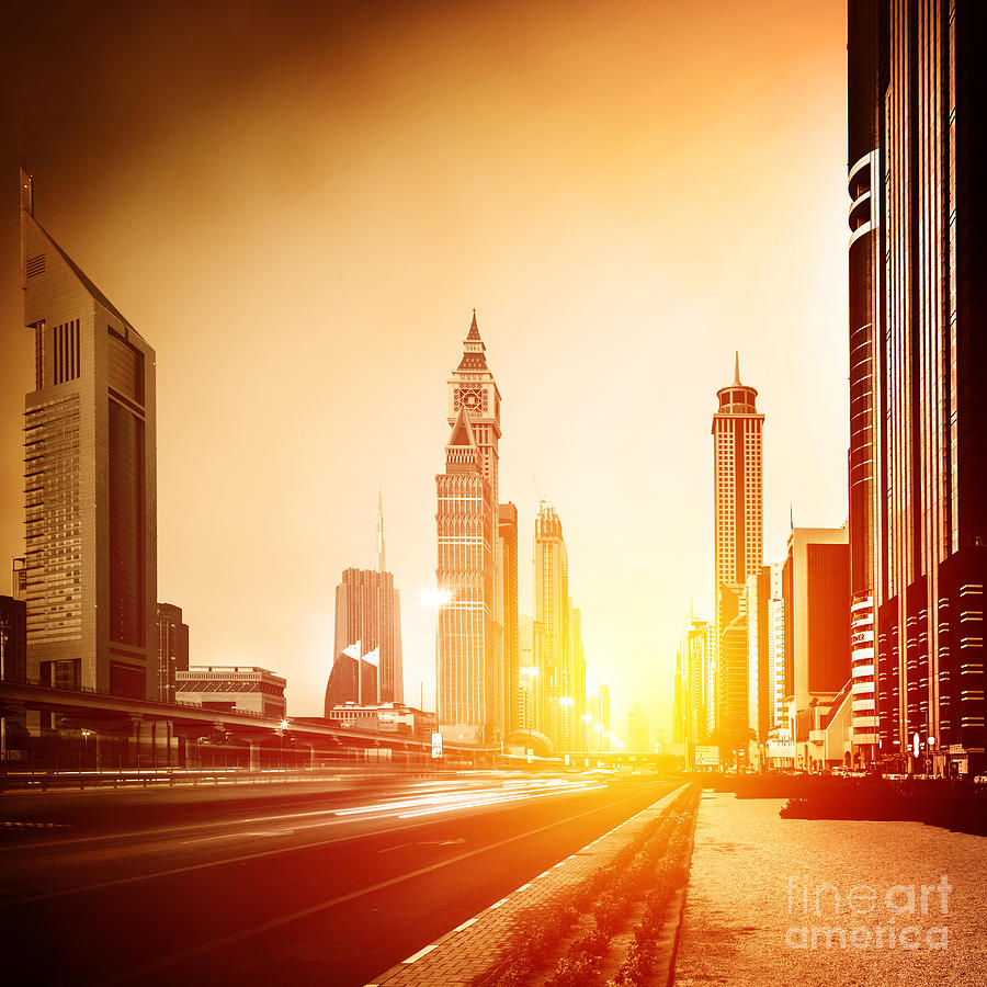 Dubai city in sunset Photograph by Anna Om