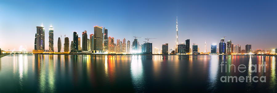 Dubai cityscape at dusk Photograph by Matteo Colombo