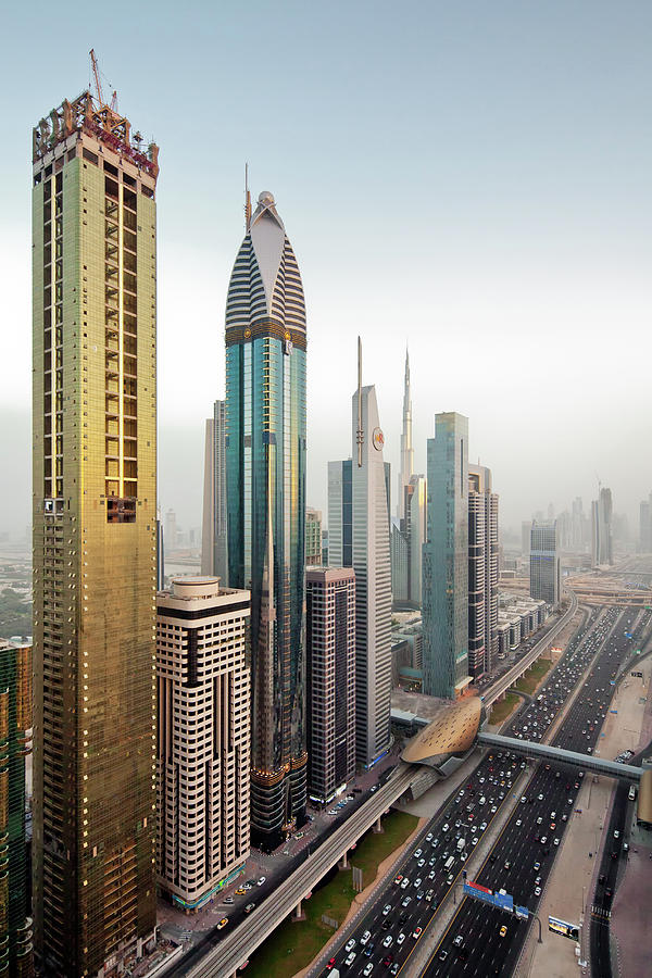 Dubai High-rise Buildings Line The Photograph by Steffen Schnur