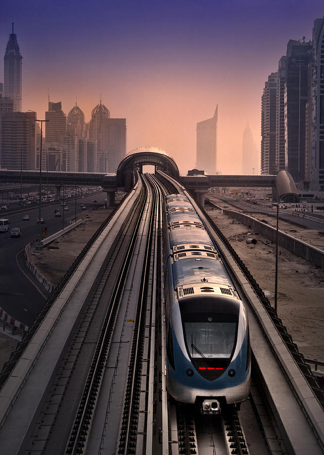 Architecture Photograph - Dubai Marina Metro by Radoslav Nedelchev