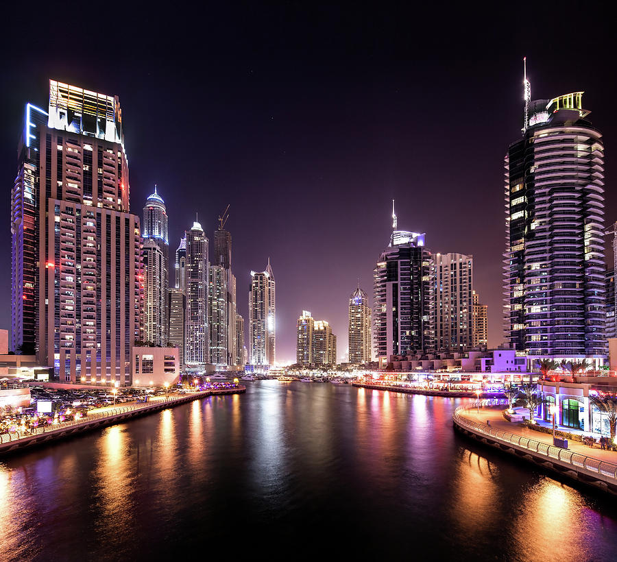 Dubai Marina Night View Photograph by @by Feldman 1