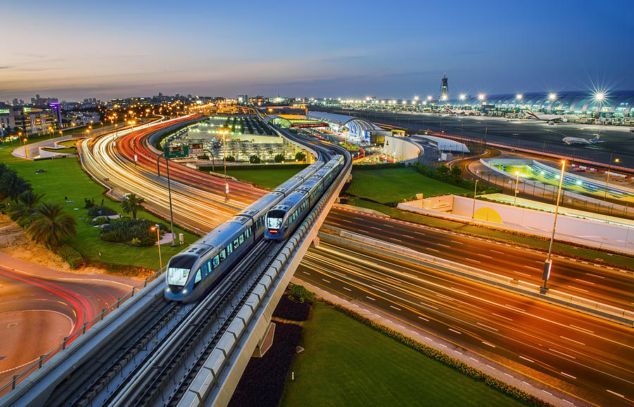 Dubai metro trains crossing each other Photograph by © Naufal MQ