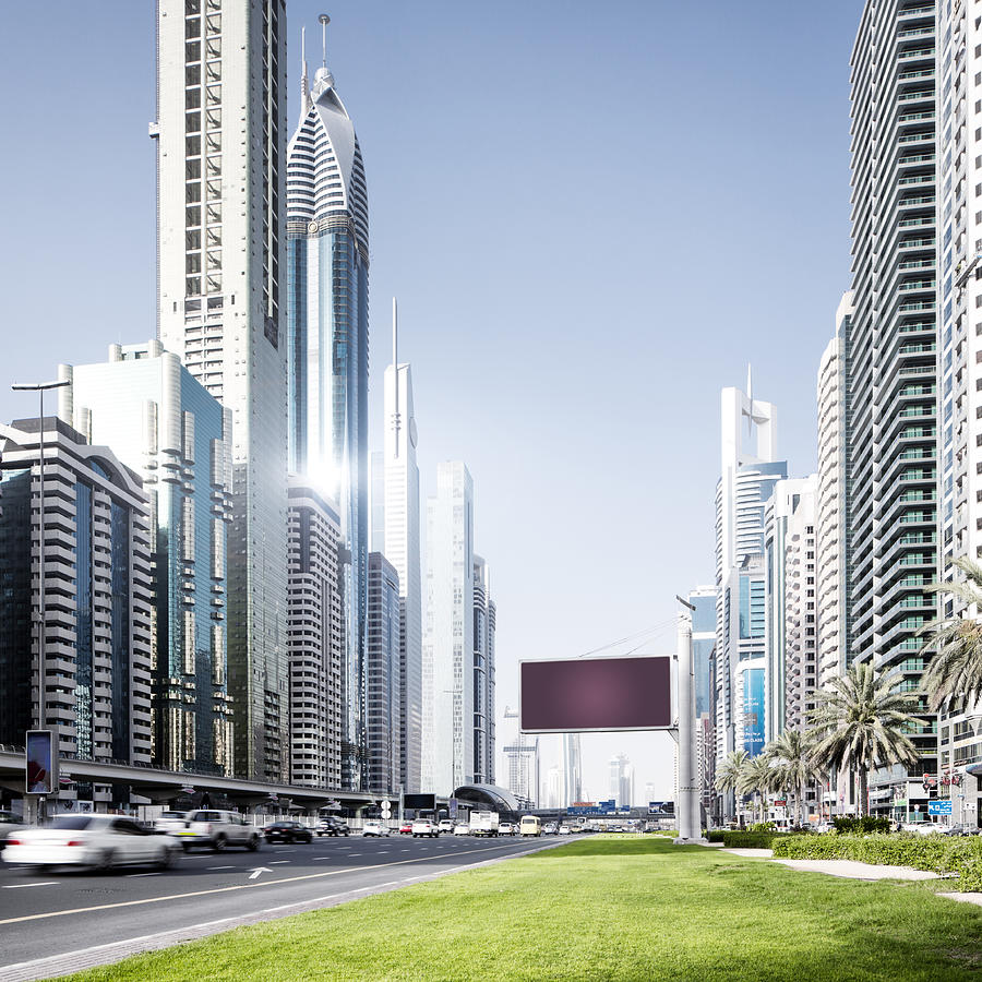Dubai Sheikh Zayed road with roadtraffic Photograph by Spreephoto.de