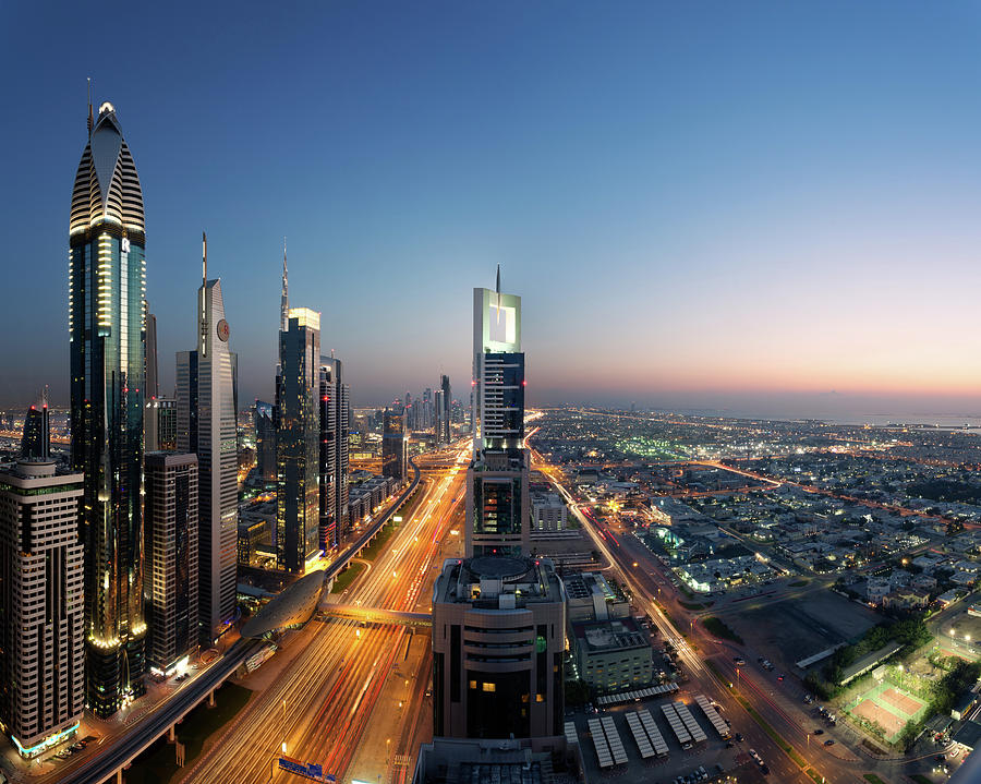 Dubai Skyline At Dusk, United Arab Photograph by Matteo Colombo