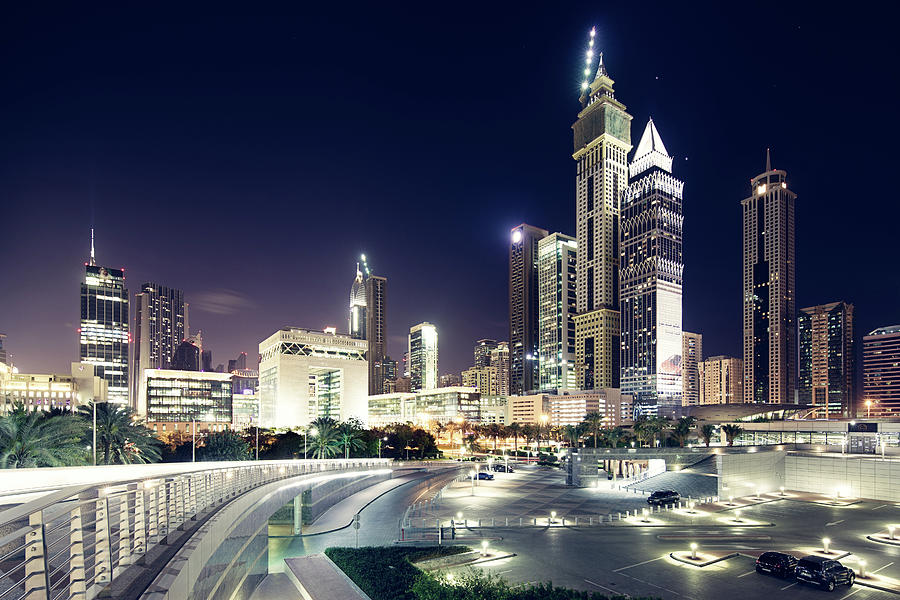 Dubai Skyline At Night By Spreephoto De