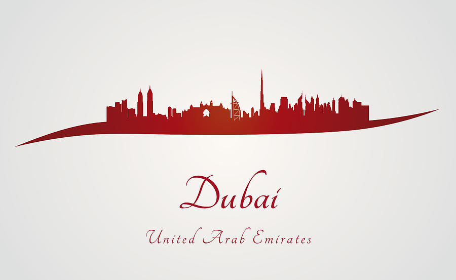 Dubai skyline in red Digital Art by Pablo Romero