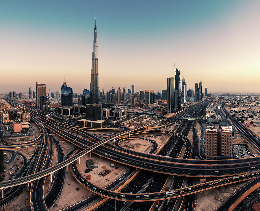 Architecture Photograph - Dubai Skyline Panorama by Jean Claude Castor