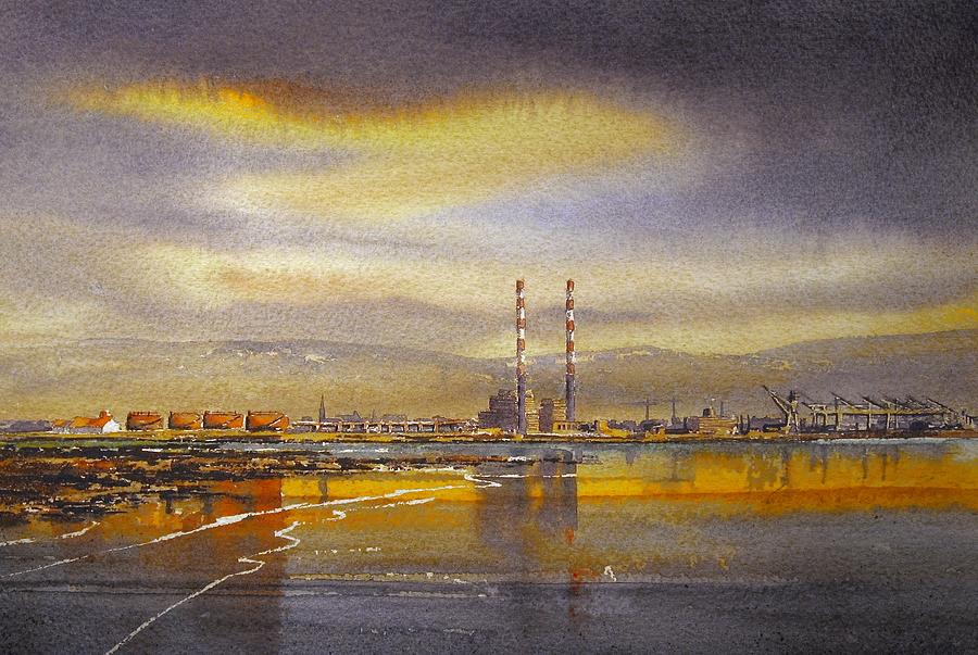 Sunset Painting - Dublin Bay Skyline by Roland Byrne