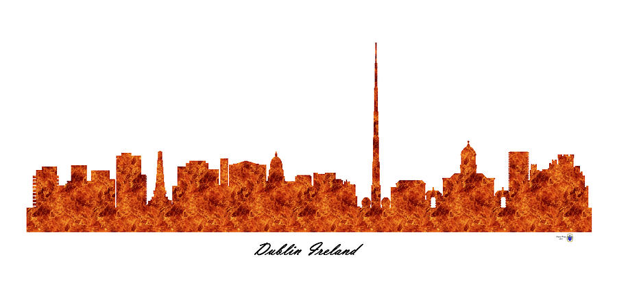 Dublin Ireland Raging Fire Skyline Digital Art by Gregory Murray