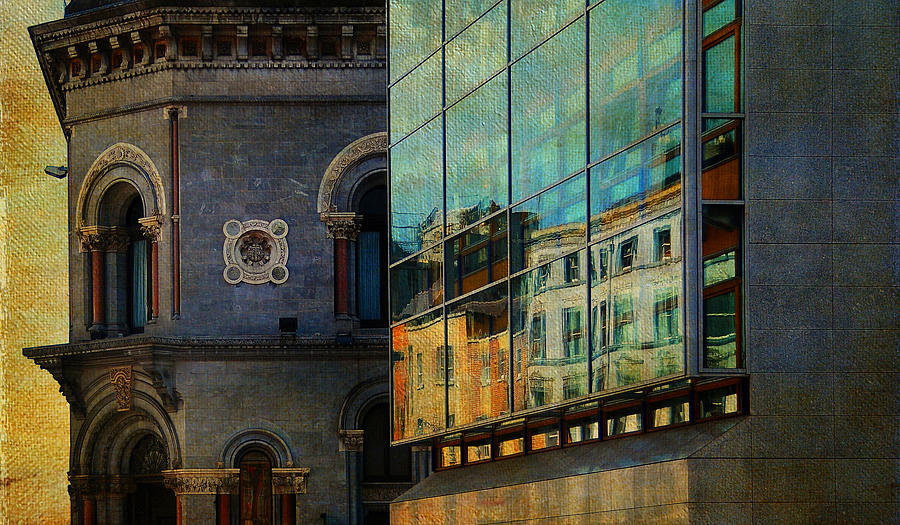 Dublin Streets. Glass Reflections. Painting Collection Photograph by Jenny Rainbow