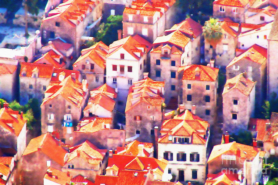 City Mixed Media - Dubrovnik Aerial Dream by Aston Pershing