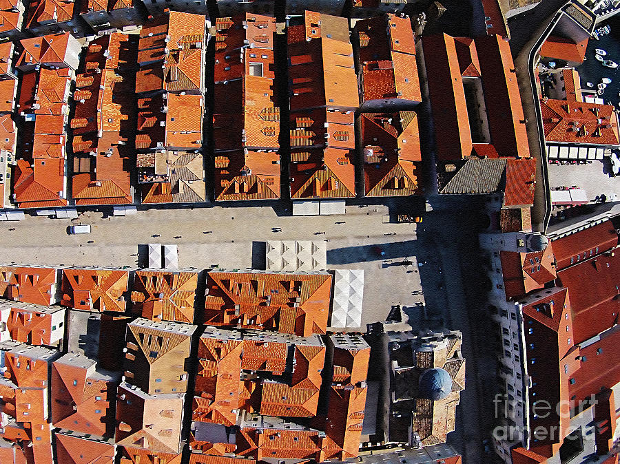 Dubrovnik Mixed Media - Dubrovnik Aerial Stradun by Aston Pershing Dubrovnik Mixed Media - Dubrovnik Aerial Stradun by Aston Pershing