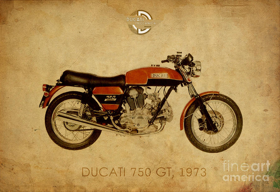 Fathers Day Digital Art - Ducati 750 GT 1973 by Drawspots Illustrations