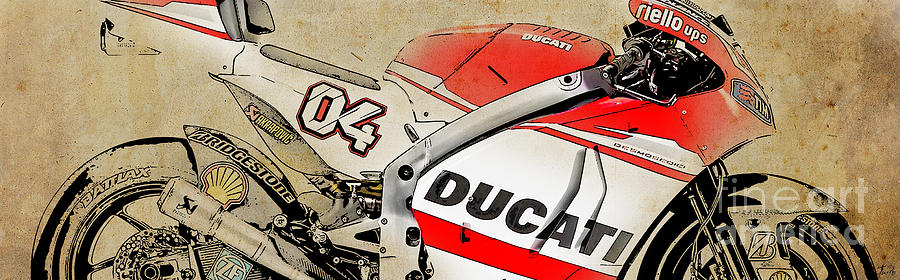 Motorcycle Drawing - Ducati GP14 04 by Drawspots Illustrations