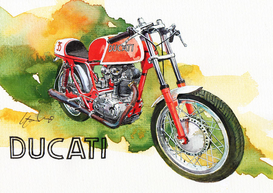 Ducati racer Painting by Yoshiharu Miyakawa