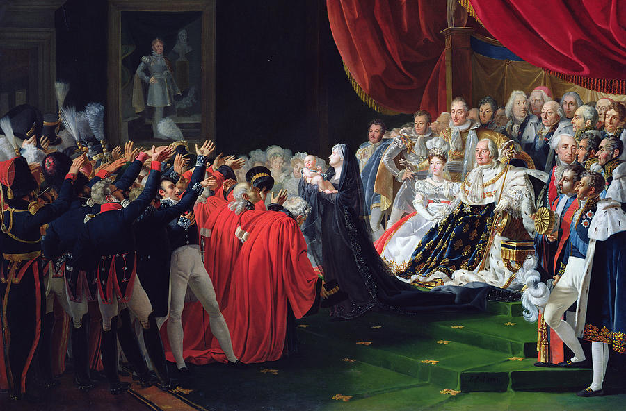 Raphael Painting - Duchess of Berry presenting the Duke of Bordeaux to the people and the army by Charles Nicolas Raphael Lafond
