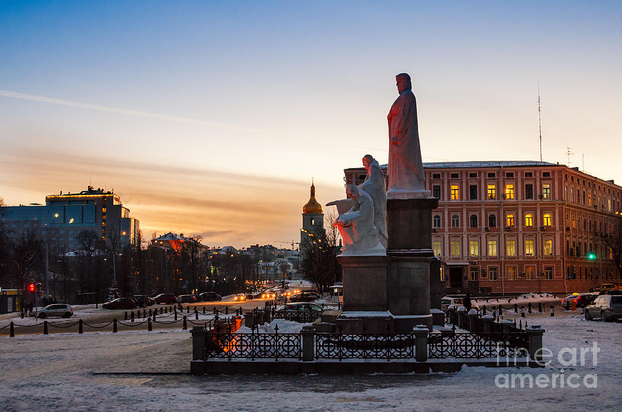 Winter Photograph - Duchess Olga and St Andrew and Cyril and Methodius by Eugene Shutoff