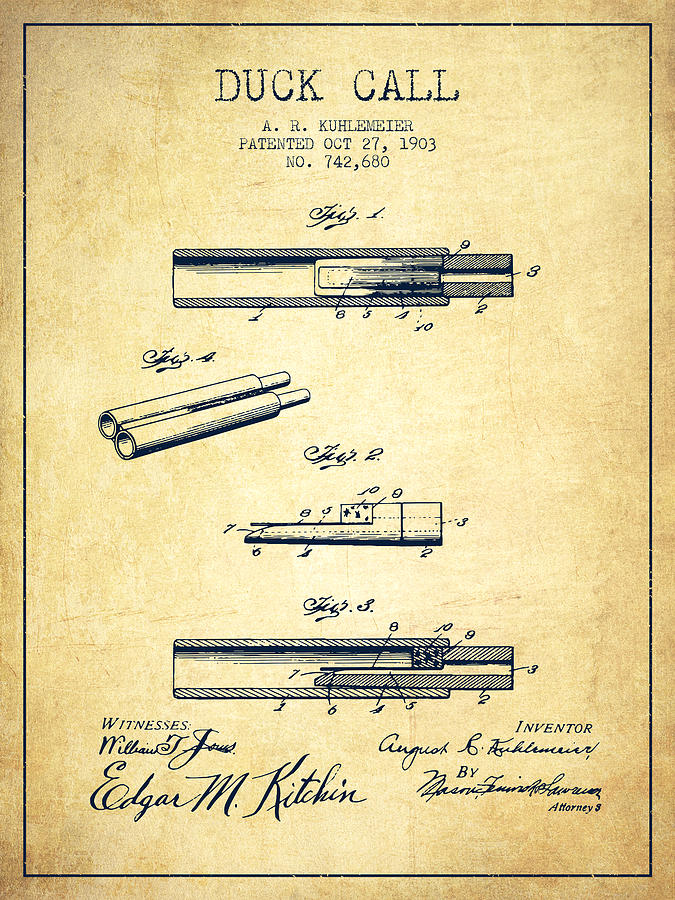Duck Call Patent From 1903 - Vintage Digital Art