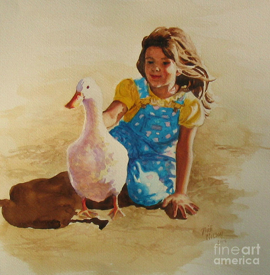 Duck Girl Painting by Heidi E Nelson