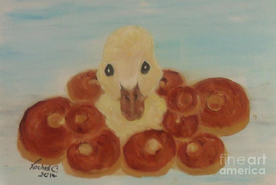 Bird Painting - Duck n Donuts by Rachel Carmichael