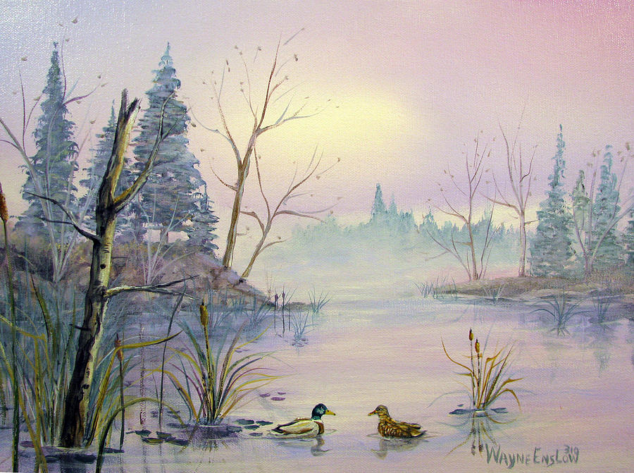 Duck Pond Painting by Wayne Enslow