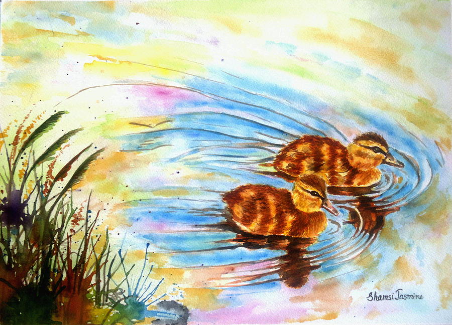 Duck Painting - Duckling by Shamsi Jasmine
