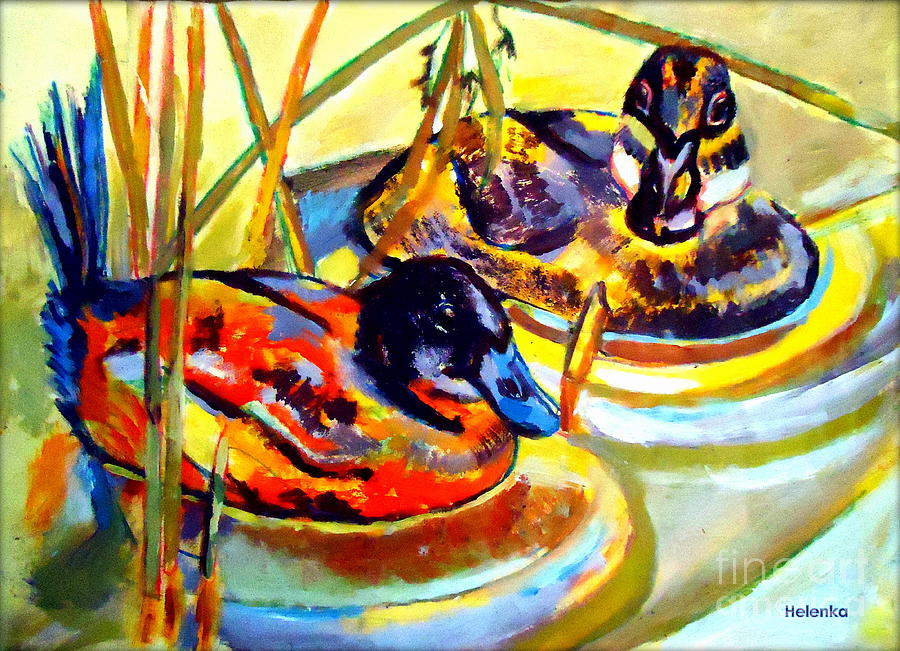 Animal Painting - Ducks by Helena Wierzbicki