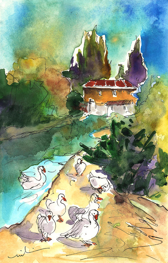 Ducks in Avila 01 Painting by Miki De Goodaboom